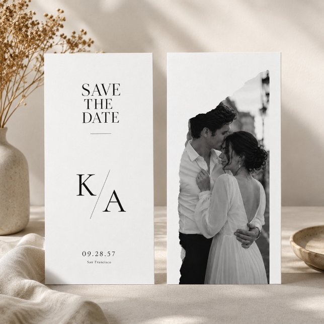 Carte de mariage moderne à monogramme pour annonce (Créateur téléchargé)