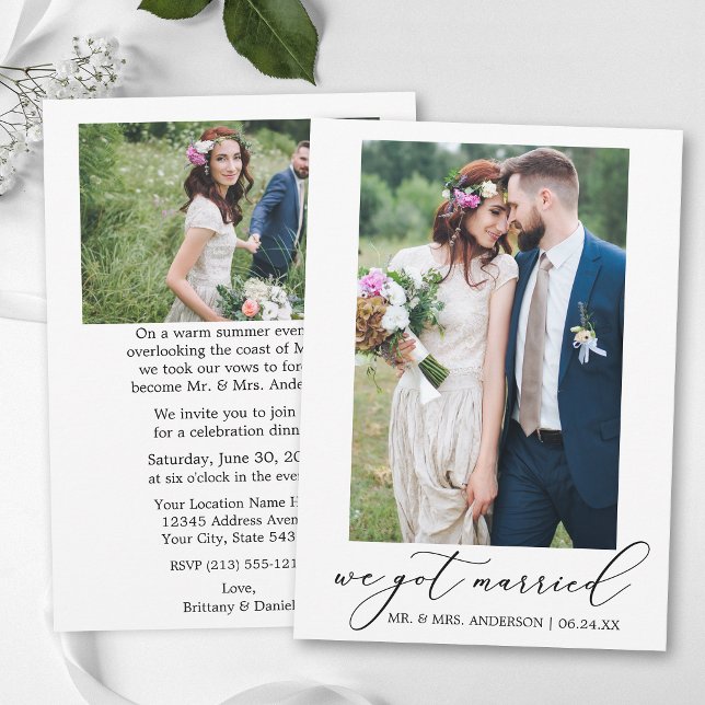 Carte de mariage moderne calligraphie après fête 2 (Customize to change your personalized text style, size or color.)