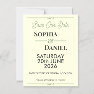 Carte de mariage moderne éditabile 'Save The Date'