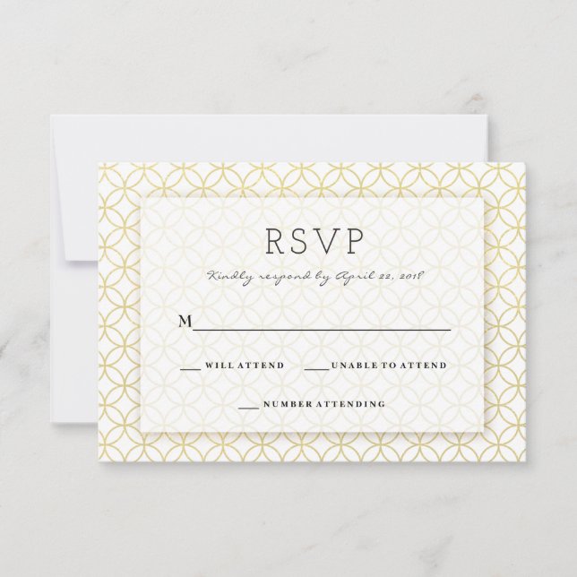 Carte de mariage moderne géométrique or RSVP (Devant)