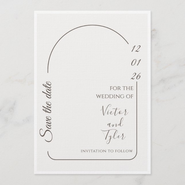 Carte de Mariage – Moderne Minimaliste Enregistrer (Devant)