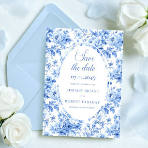 Carte de mariage moderne Navy Roses Toile 'Save th