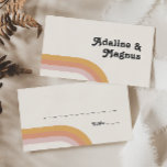 Carte de Mariage moderne Retro 70's Rainbow Flat<br><div class="desc">Cette carte moderne rétro mariage des années 70 arc-en-ciel plat est parfaite pour votre simple orange vintage, or rose et mariage rose vif. Conçu avec des éléments d'une arche boho classique et colorée et des rayures super minimalistes. L'aménagement a une atmosphère abstraite de plage tropicale unique, idéale pour n'importe quel...</div>