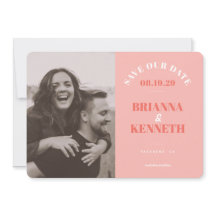 Carte de mariage moderne rose pour annoncer la dat