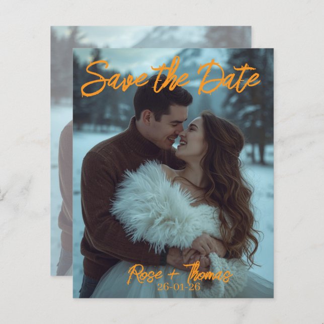 Carte de mariage moderne simple personnalisée (Devant / Derrière)