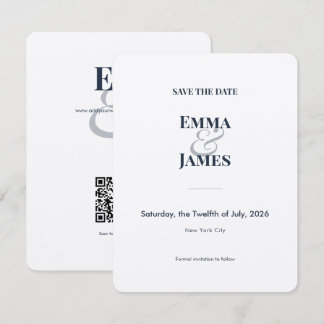 Carte de Mariage Navy Esperluette Save the Date