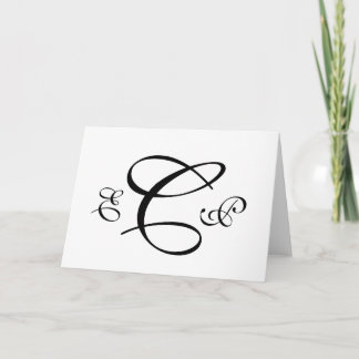 Carte de mariage noire de monogramme de lettre du