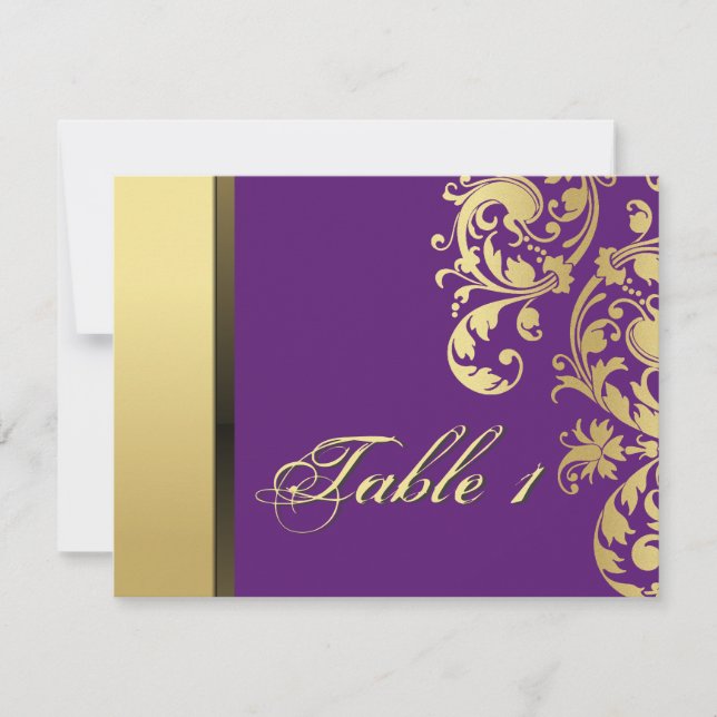 Carte de Mariage Numéro de Table - Florale Violet  (Devant)