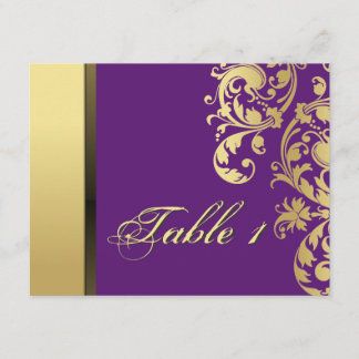 Carte de Mariage Numéro de Table - Florale Violet