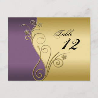 Carte de Mariage Numéro de Table - Violet et Or Él