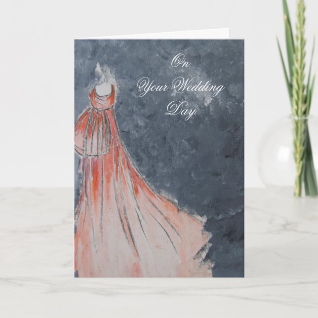 Carte de mariage orange de robe (Devant)