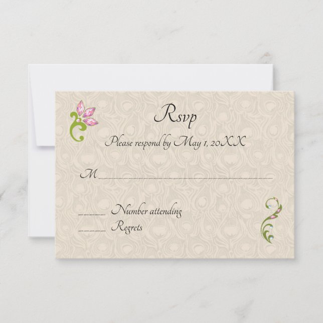 Carte de mariage paon hindou indien avec RSVP (Devant)