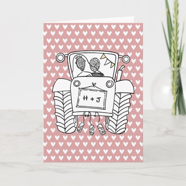 Carte de Mariage Pays Tracteur (Devant)