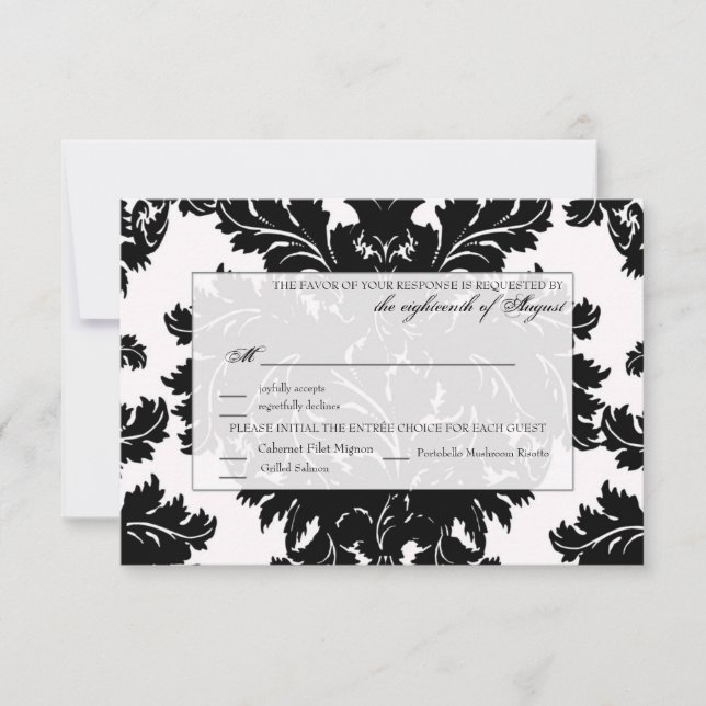 Carte de mariage personnalisable RSVP Damask (Devant)