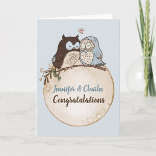 Carte de mariage personnalisée Chouettes d'amour