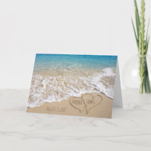 Carte de mariage personnalisée Cœurs de plage océa