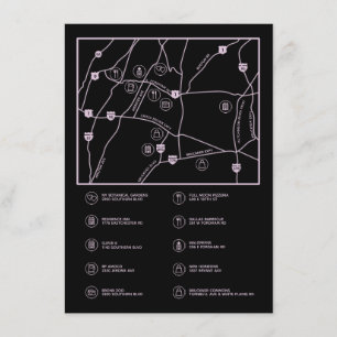 Carte de mariage personnalisée rose et noir