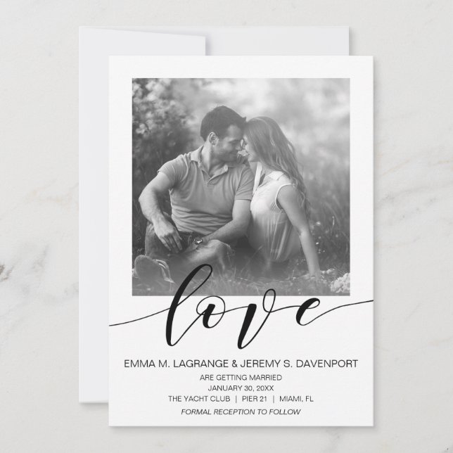 Carte de mariage photo d'amour manuscrite | invita (Devant)