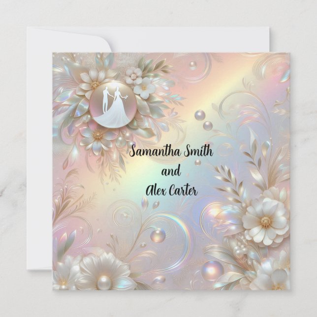 Carte de mariage plat pour couple romantique (Devant)