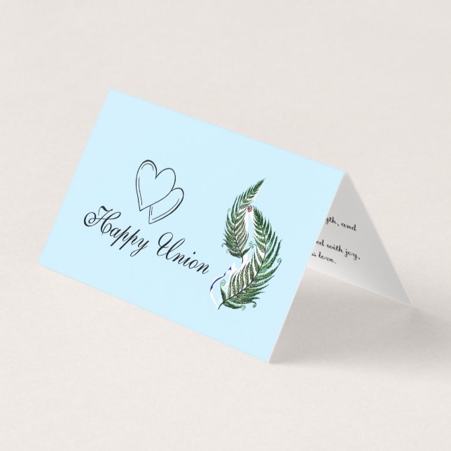 Carte de mariage pliée avec annonce Fern Nouvelle- (Front)