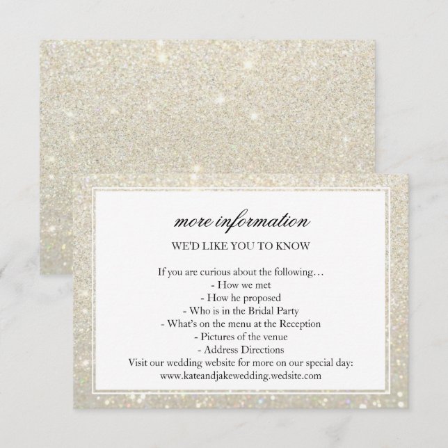 Carte de mariage Plus d'infos - Cadre Glit Or Blan (Devant / Derrière)