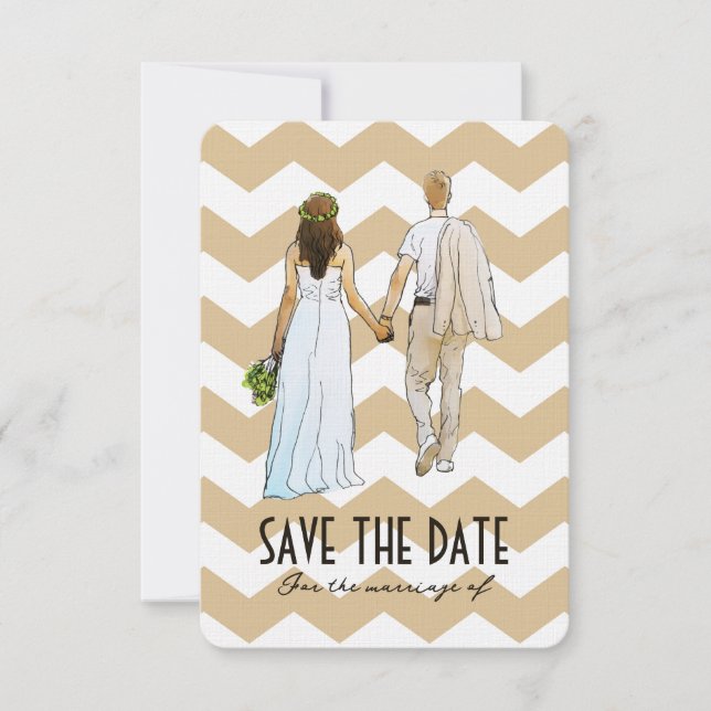 Carte de mariage pour couple moderne 'Save The Dat (Devant)