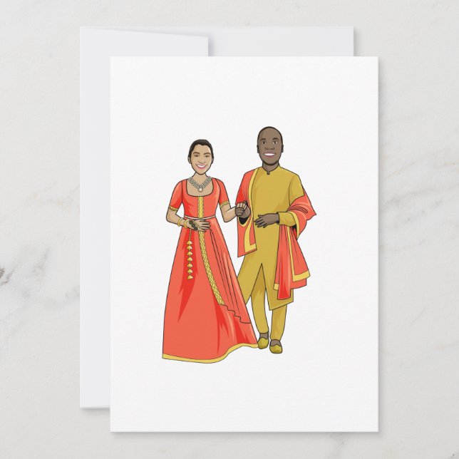 Carte de mariage pour homme noir et femme indienne (Devant)