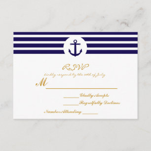 Carte de mariage rayée nautique de l'Ancre RSVP