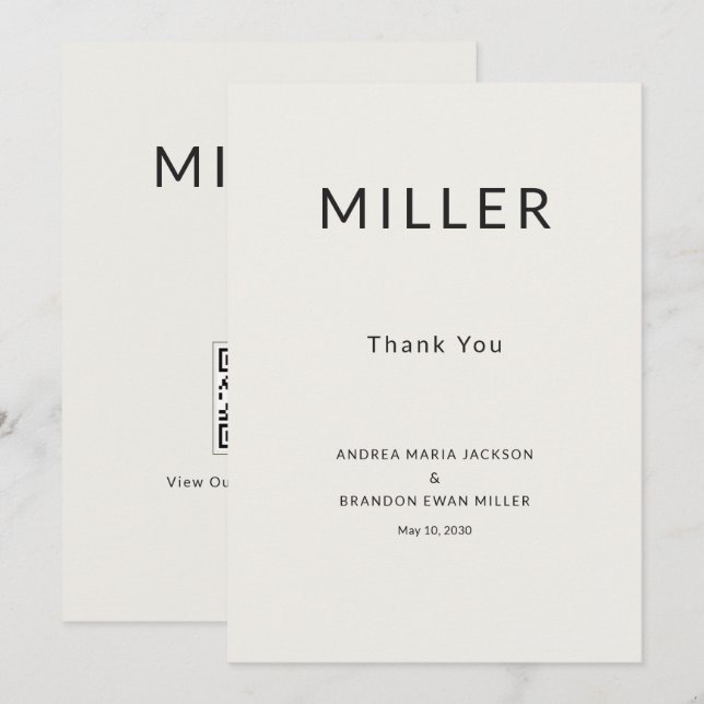 Carte de Mariage Remerciements QR Architecturale (Devant / Derrière)
