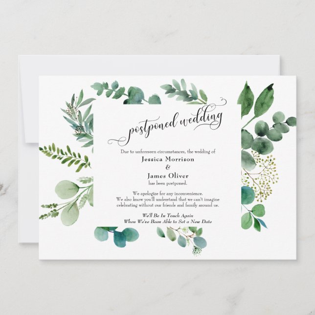 Carte de mariage reporté à l'eucalyptus avec un sc (Devant)