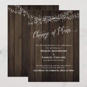 Carte de mariage reporté Changement de plans Lumiè