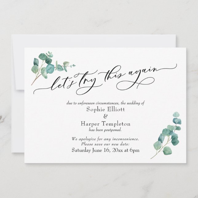 Carte de Mariage Reporté Réessayons (Devant)