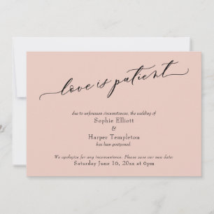 Carte de mariage reporté rose pâle avec 'L'amour e