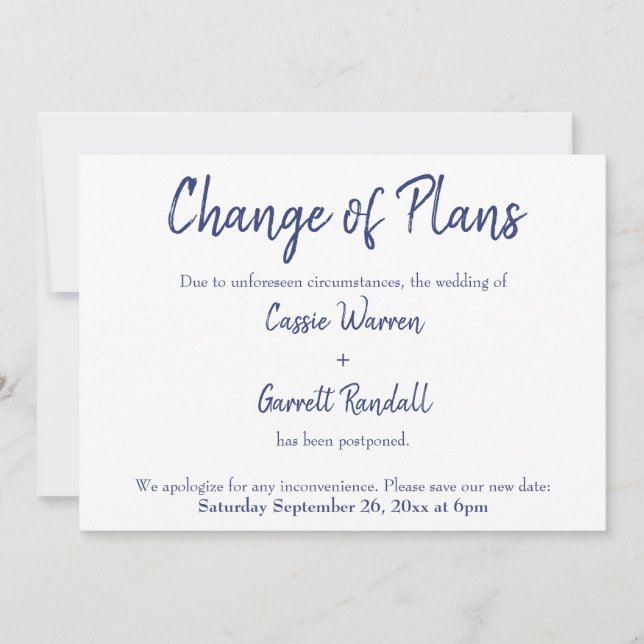 Carte de Mariage reportée White de la Marine (Devant)