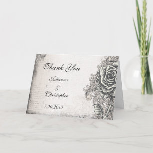 Carte de mariage rose de Merci de tatouage vintage