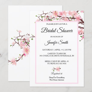 Carte de Mariage rose Fête des mariées cerise en f