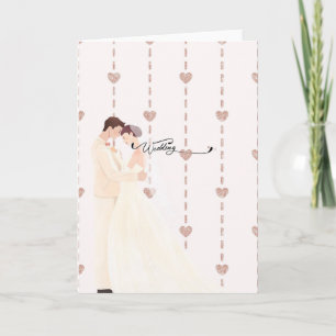 Carte de mariage Rose Gold Glitter Hearts - Mariée