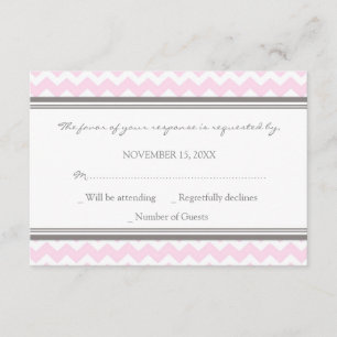 Carte de mariage rose grise de Chevron RSVP