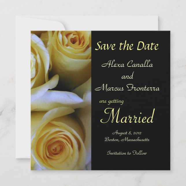 Carte de mariage Rose Jaune pour annoncer la date  (Devant)