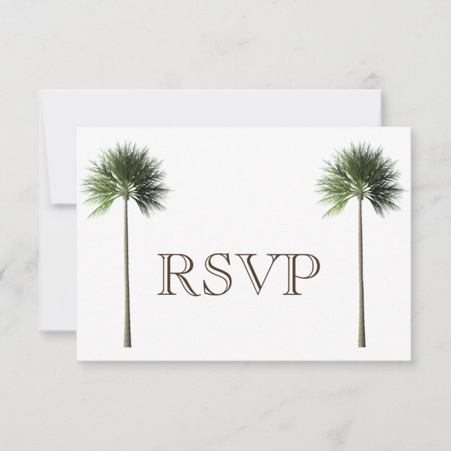 Carte de Mariage RSVP 3 Entree Tropical Palm Tree  (Devant)