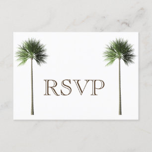 Carte de Mariage RSVP 3 Entree Tropical Palm Tree