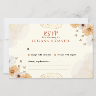 Carte de mariage RSVP avec design floral crème
