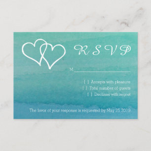 Carte de mariage RSVP couleur bleu turquoise