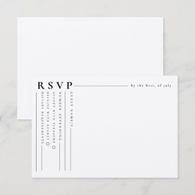 Carte de Mariage RSVP minimaliste blanc moderne (Devant / Derrière)