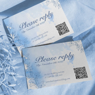 Carte de Mariage RSVP pour flocon d'hiver bleu gla