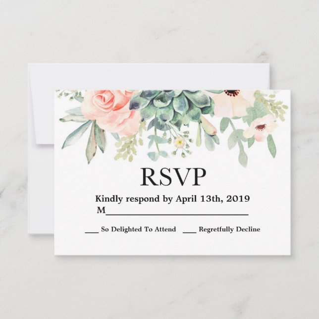 Carte de mariage RSVP Succulente (Devant)