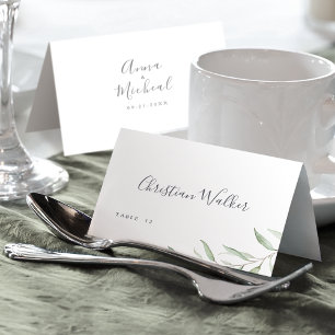 Carte de mariage rustique minimaliste verte