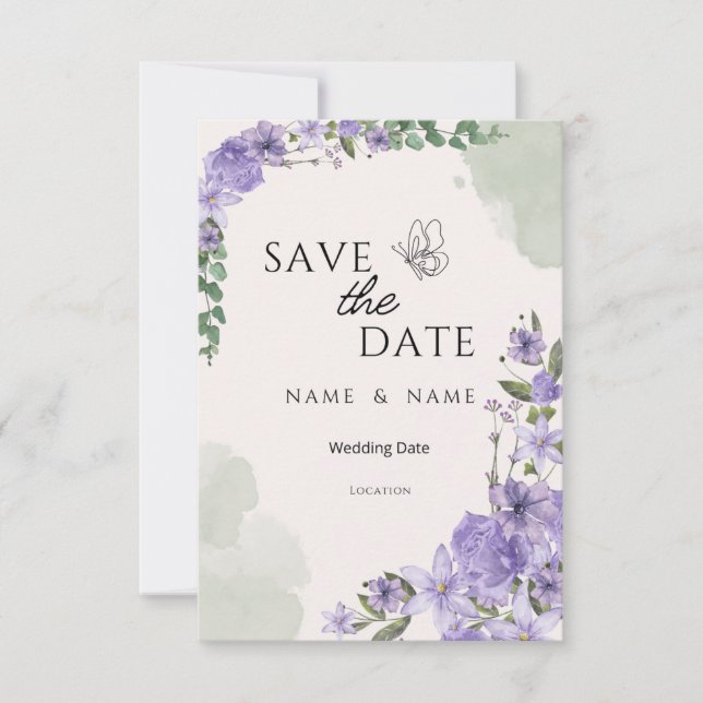 Carte de Mariage 'Sauver la Date' (Devant)