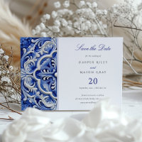 Carte de mariage "Save the Date" à carreaux d'azul