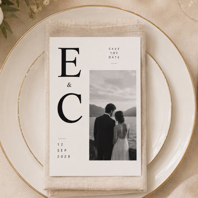 Carte de mariage 'Save The Date' avec monogramme g (Créateur téléchargé)